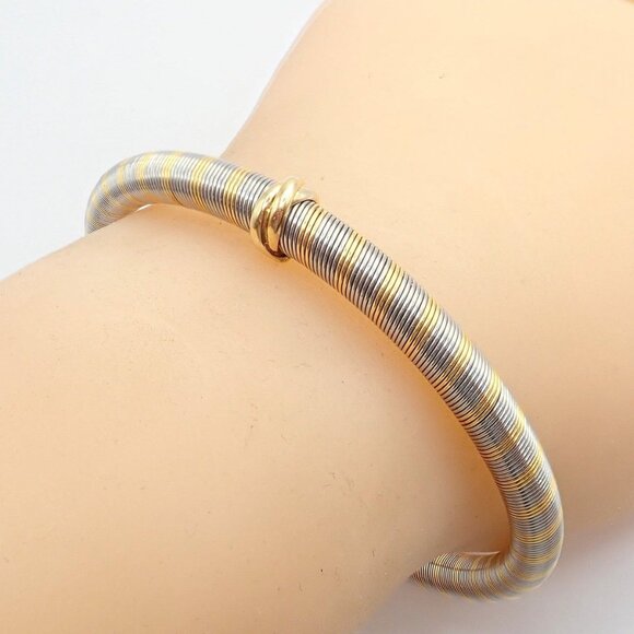 Authentic Vintage Cartier 18k Yellow Gold + Steel Bangle Trinity Bracelet - Picture 7 of 11